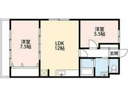 コンフォール蜆塚(2LDK/3階)の間取り写真