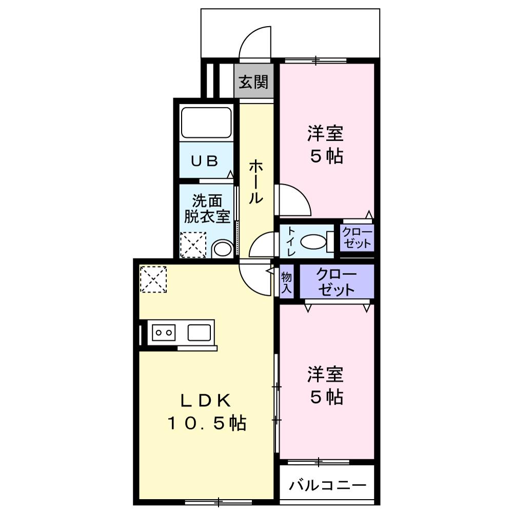 OTネクスト雷神III(2LDK/1階)の間取り写真