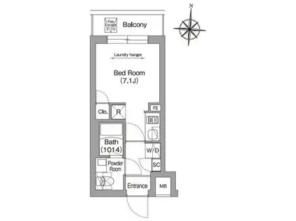 コンフォリア・リヴ南品川(ワンルーム/2階)の間取り写真