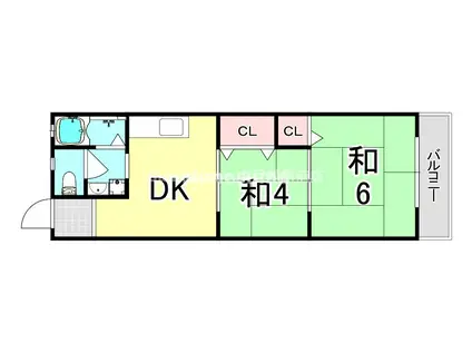 シャトー松本(2DK/2階)の間取り写真