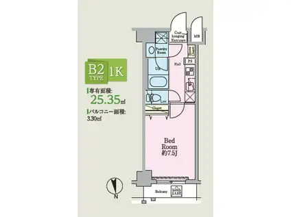 HYS綾瀬駅前(1K/6階)の間取り写真