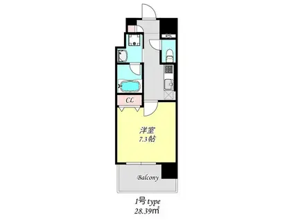 グランネクサス姫路船場(1K/6階)の間取り写真