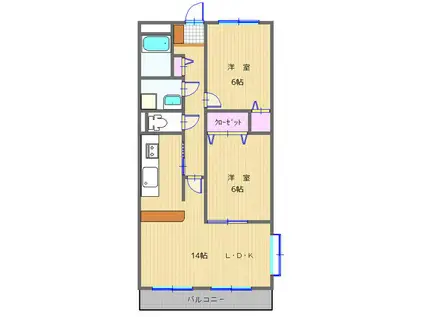 生形マンション(2LDK/3階)の間取り写真