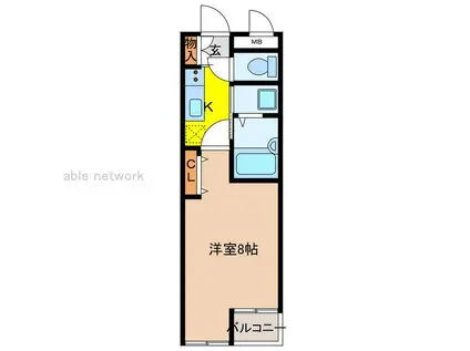 ファーストクラス豊栄(1K/2階)の間取り写真