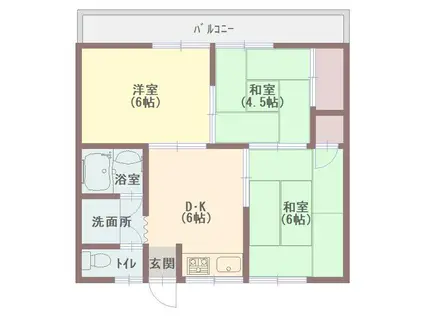 サニーハイツ(3DK/2階)の間取り写真