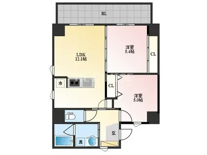 スカイテラス(2LDK/3階)の間取り写真