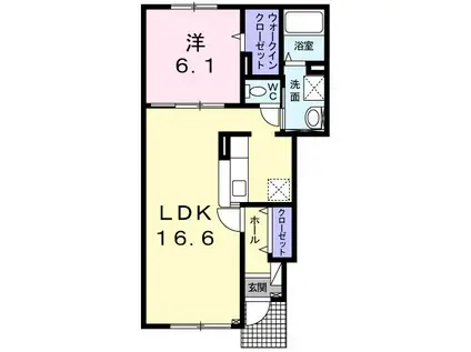 サニーハウス(1LDK/1階)の間取り写真