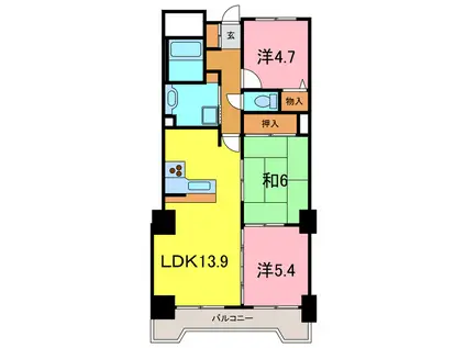 ユーハウス安城(3LDK/10階)の間取り写真