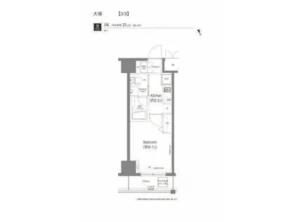 プラウドフラット新大塚(1K/4階)の間取り写真