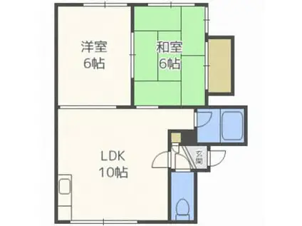 レジデンスヒルトップII(2LDK/2階)の間取り写真