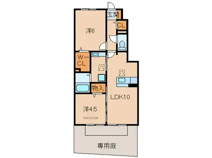 ルーチェ木ノ本(2LDK/1階)の間取り写真