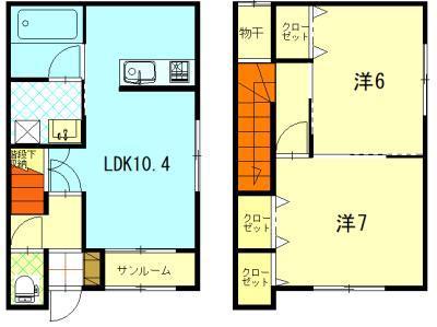 ソレイユ下新城(2LDK/1階)の間取り写真