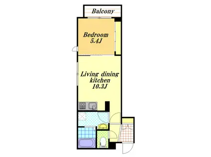 チムニー(1LDK/2階)の間取り写真