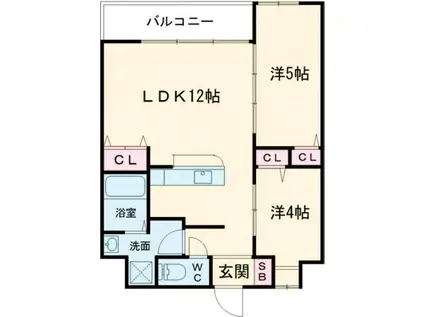 THE GRANDE HILLS(2LDK/9階)の間取り写真