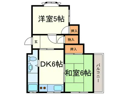 ローズハイツ(2DK/3階)の間取り写真