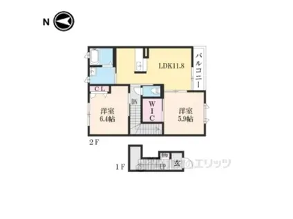 ベルホープ(2LDK/2階)の間取り写真