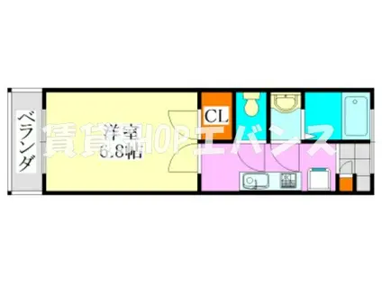 リバティーセカンド(1K/2階)の間取り写真