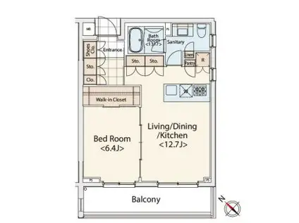 カスタリア初台II(1LDK/4階)の間取り写真