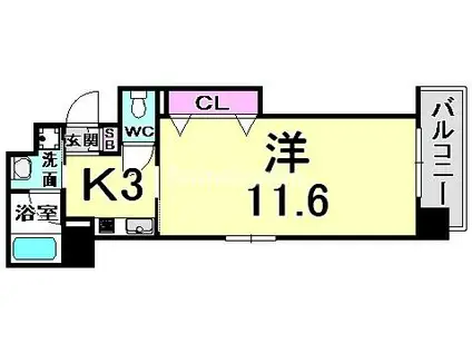 エスティ・ロアール神戸西(1K/2階)の間取り写真