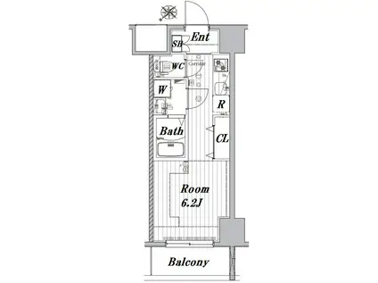 メイクスデザイン川崎(1K/4階)の間取り写真