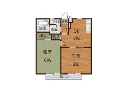 パークサイドスクエアI(2DK/2階)の間取り写真