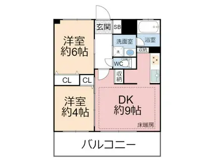 エステムプラザ京橋3リベルタ(2DK/10階)の間取り写真