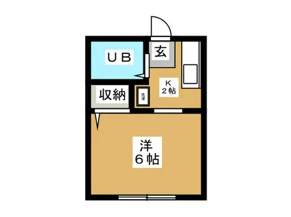 サニーコート中山II(1K/1階)の間取り写真