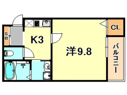 フジパレス小河通2番館(1K/1階)の間取り写真