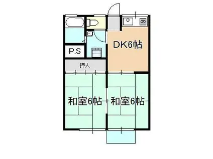 グリーンパレス花尻(2DK/2階)の間取り写真