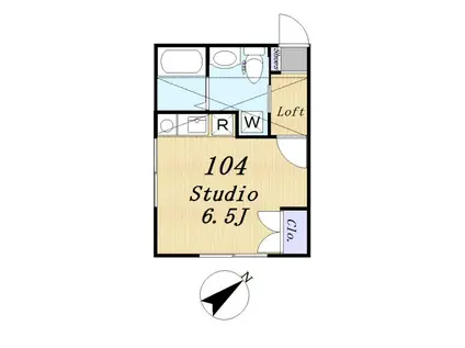 OLIVE・シャブラン横濱山手(1K/1階)の間取り写真