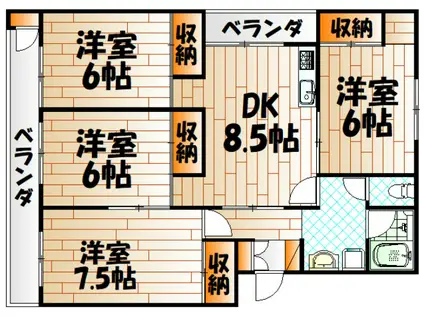 ヴィラナリー小倉南 E棟(4DK/1階)の間取り写真
