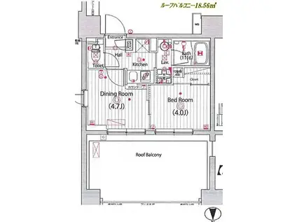 ガーラ・プライム川崎西口(1DK/12階)の間取り写真