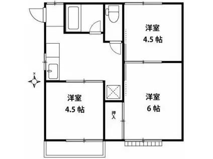武蔵野ハイツ(3DK/2階)の間取り写真