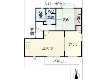 ルミナリエ 上重原 I(2LDK/2階)の間取り写真