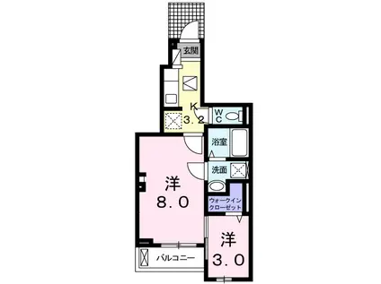 グリーンハイムゼロ2(2K/1階)の間取り写真