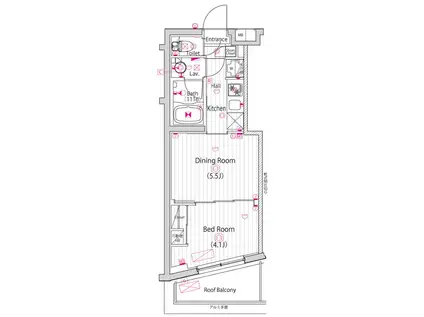 ガーラ・ステーション川崎久地(1DK/5階)の間取り写真