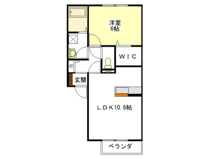 グランド ソレーユ A・B(1LDK/2階)の間取り写真