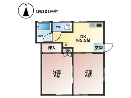 サンテラスF(3DK/1階)の間取り写真