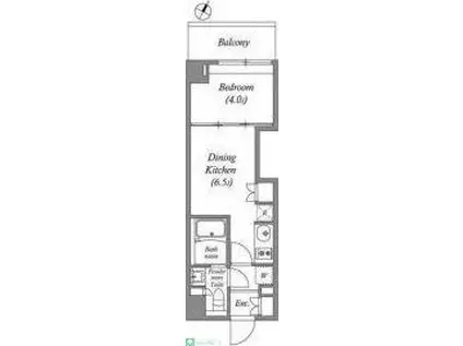 ラクレイス横濱関内(1DK/9階)の間取り写真