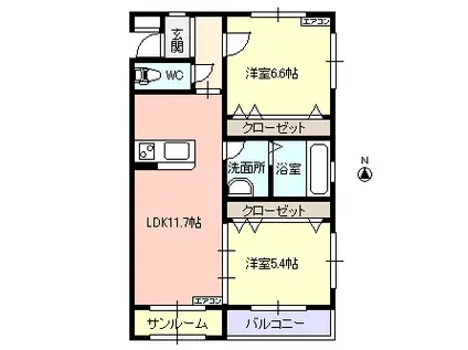プラウドM(2LDK/2階)の間取り写真