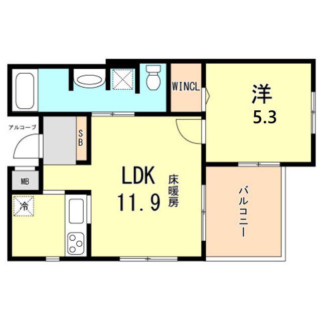 ワコーレ神戸元町アクシア(1LDK/7階)の間取り写真