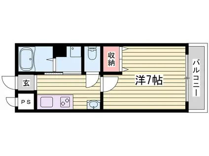 ラフェスタ妻鹿(1K/1階)の間取り写真