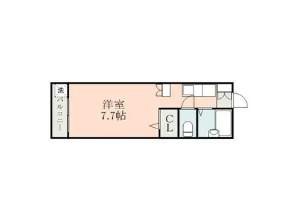 ファッティ黒髪(ワンルーム/3階)の間取り写真