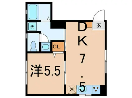 Kメゾン5(1DK/2階)の間取り写真