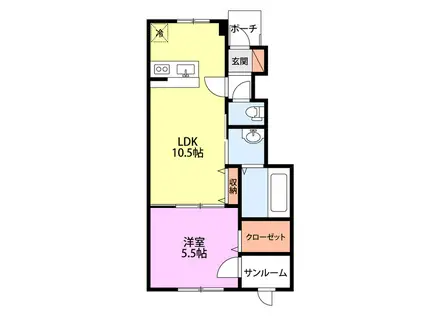 PURIMERA(1LDK/1階)の間取り写真