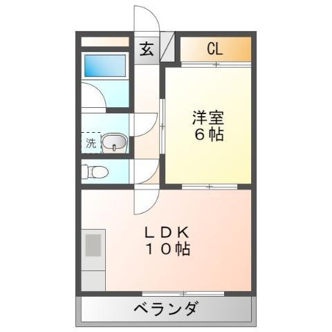 豊川ハイム(1LDK/4階)の間取り写真