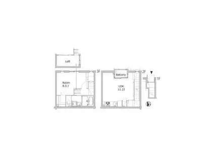 トライアングル旗の台テラス(1LDK/2階)の間取り写真