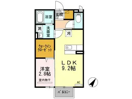 マリオンII(1LDK/2階)の間取り写真