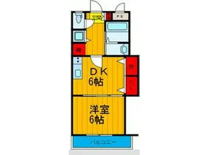 三熊渚南ハイツ(1DK/2階)の間取り写真