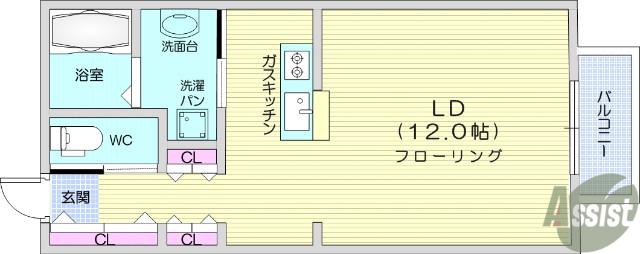 サニープレイス小松島(ワンルーム/1階)の間取り写真